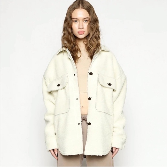 Boys Lie x Ariel Wrapped In Your Lies Sherpa Button Jacket RARE NEW - Picture 3 of 13